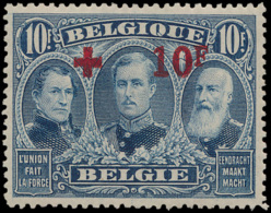 N° 163 '10F + 10F Blauw' Hoogste Waarde - 1918 Croix-Rouge