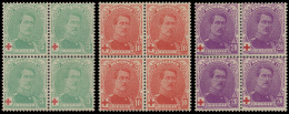 N° 129/31 (in Blokken Van 4), Met Vrij G - 1915-1920 Alberto I