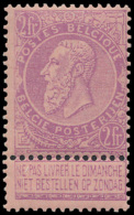 N° 66 '2F Paars Op Roze', Zm (OBP € 255) - 1893-1900 Fijne Baard