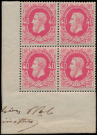 N° 34A '40 Cent. Felroze' (Blok Van 4) M - 1869-1883 Leopoldo II