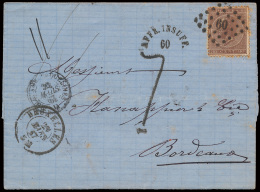 N° 19, Op Brief Uit PT. 60 Bruxelles 24 - 1865-1866 Profil Gauche