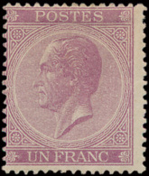 N° 21A '1F Violet, Tanding 15' Hergomd, - 1865-1866 Profile Left