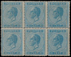 N° 18 '20c Blauw, Tanding 14 1/2 X 14' ( - 1865-1866 Profil Gauche