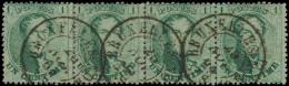 N° 13 B '1c Geelgroen, Tanding 14 1/2' ( - 1863-1864 Medaillons (13/16)