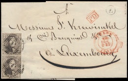 N° 6 (Vertikaal Paar), Op Brief Uit P.5 - 1851-1857 Medaillons (6/8)
