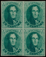 N° 9 '1 Cent. Groen' (Blok Van 4), Zeer - 1849-1865 Medaillons (Varia)