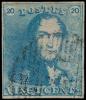 N° 2c 'Melkblauw' Volrandig, Zeer Lichte - 1849 Epauletten