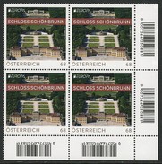 AUSTRIA/ ÖSTERREICH  -EUROPA 2017- "CASTILLOS - CASTLES - SCHLÖSSER".-  SERIE De 1 V. En BLOQUE De 4 - CODIGO BARRAS - 2017