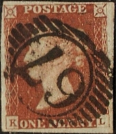 Great Britain 1841-55 1 D Die I Imperf. Blued Paper, Alph. I-KL, Cancel 67 Peckham - Oblitérés