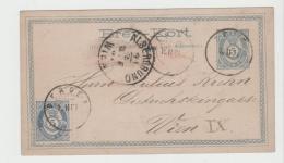 Nor081 /  Norwegen, Brev Kort 1881, Bergen - Wien, Aufgewertet 5 Öre Marke - Briefe U. Dokumente