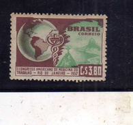BRAZIL BRASIL BRASILE BRÉSIL 1952 Congress Of American Industrial Medicine, Rio De Janeiro 3.80 CR MNH - Nuovi