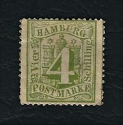AMBURGO 1859 -Stemma Con Indicazione Del Valore Sovrapposta - 4 S. Verde Giallo - MH - Mi:DE-HH 5 - Hamburg