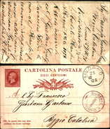 88251) Intero Postale  Da 10 C.effige Del Re-rosso Bruno- Da Livorno A Reggio Calabria Il  9/12/1878 - Stamped Stationery