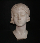 Ancienne Statue De Tête De Femme Au Foulard Art Nouveau Marbre Sculpté Fin XIX ème - Autres & Non Classés