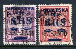YUGOSLAVIA 1918 SHS Hrvatska Overprint On Hungary  Coronation Set Of 2 Used.   Michel 64-65 - Used Stamps