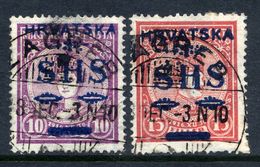 YUGOSLAVIA 1918 SHS Hrvatska Overprint On Hungary  Coronation Set Of 2 Used.   Michel 64-65 - Gebraucht