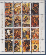 = Bloc Oblitéré 16 Timbres UMM AL QIWAIN Peintures Célèbres Sur La Vie De Christ - Schilderijen