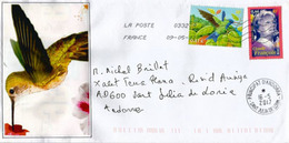 Les Colibris, Lettre Adressée à Andorre, Avec Timbre à Date Arrivée - Colibris