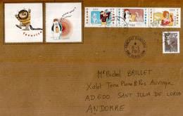 Tex Avery, Ses Personnages De BD,  Lettre Adressée à Andorre, Avec Timbre à Date Arrivée - Bandes Dessinées