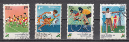 INDIA, 1990, 11th Asian Games, Set 4 V, Kabadi, Racing, Athletics, Cycling, Cycle, 4 V, FINE USED - Used Stamps