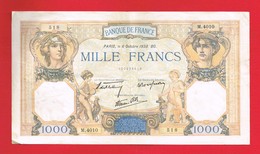 1 Billet De MILLE FRANCS  1000 Francs ... Le 6 Octobre 1938 - BO. M.4010 - 518 ... - 1 000 F 1927-1940 ''Cérès Et Mercure''