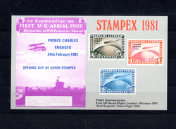 9094 England, Great Britain, Vignettenblock Stampex 1981, Polarfahrt1931 (Mi 456-58) - Werbemarken, Vignetten