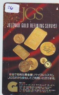 Télécarte Japon * D'OR * PHONECARD JAPAN * FINE GOLD * GOLDBARS  (26)  MONNAIE * COINS  * MONEY - Briefmarken & Münzen