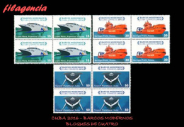 CUBA. BLOQUES DE CUATRO. 2016-39 BARCOS MODERNOS - Nuevos