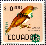 BIRDS-COLLARD PUFF BIRD-DOWN RATED-OVPT-INVERTED-ECUADOR-1966-RARE-MNH-D4-27 - Specht- & Bartvögel