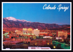 USA - Colorado - Colorado Springs At Night - Aerial View With Pikes Peak - Colorado Springs