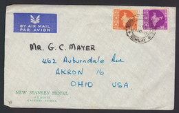 NEW STANLEY HOTEL KENYA   1965  Map Stamps Cover To USA America # 20897 - Hotel- & Gaststättengewerbe