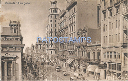 73622 URUGUAY MONTEVIDEO  AVENIDA 18 DE JULIO TRANVIA TRAMWAY SPOTTED POSTAL POSTCARD - Uruguay