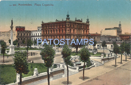 73639 URUGUAY MONTEVIDEO SQUARE PLAZA CAGANCHA CIRCULATED TO DENMARK POSTAL POSTCARD - Uruguay