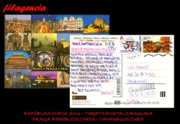 EUROPA. REPÚBLICA CHECA. ENTEROS POSTALES. TARJETA POSTAL CIRCULADA 2016. PRAGA. REPÚBLICA CHECA-CIENFUEGOS. CUBA - Brieven En Documenten