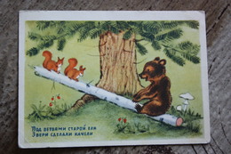 "SWING" - OLD USSR PC 1954 - Bear - Mushroom - Champignon - Hongos