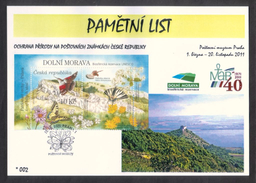 Czech Rep. / Commemorative Sheet (PaL 2011/01 A) Praha 1: Nature Protection On Stamps - Lower Morava (UNESCO) - Lettres & Documents