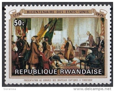 724 Rwanda 1976 " - Presentation Of Captured Colors At Yorktown " - Nuovo MNH Painting American Bicentennial - Unabhängigkeit USA