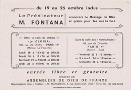 RARE . CPM 10X15  Prédicateur M. FONTANA  à Paris Du 19 Au 25/10 " Assemblées De Dieu De France " - Otros & Sin Clasificación