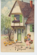 ENFANTS - Jolie Carte Fantaisie Enfants Avec Fleurs Poussins Oeufs "Joyeuses Pâques" Signée HANNES PETERSEN - Petersen, Hannes