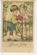 ENFANTS - LITTLE GIRL - Jolie Carte Fantaisie Enfants Avec Fleurs "Bonne Fête" - HANNES PETERSEN (non Signée) - Petersen, Hannes