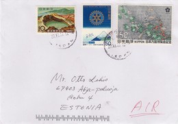 GOOD JAPAN Postal Cover To ESTONIA 2011 - Good Stamped: Landscape ; Flowers ; Rotary - Cartas & Documentos
