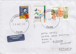 GOOD BRAZIL Postal Cover To ESTONIA 2015 - Good Stamped: Pan American Games ; Pope - Lettres & Documents