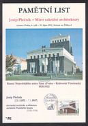 Czech Rep. / Commemorative Sheet (PaL 2011/04) 130 03 Praha 33: Josip Plecnik (1872-1957), Master Of Sacred Architecture - Lettres & Documents