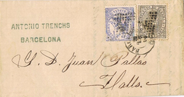 24603. Carta Entera BARCELONA A Valls 1874. Alegoria Justicia Y Recargo Impuesto Guerra - Brieven En Documenten