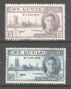 St.Lucia 1946,Peace Issue,Sc 127-128,Fine Mint Hinged* (SH-10) - St.Lucia (...-1978)