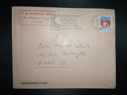 LETTRE TP BLASON PARIS 0,30 OBL.MEC.11-3-1968 LYON GROLEE (69 RHONE) COMPAGNIE DE NAVIGATION MIXTE - Maritime Post