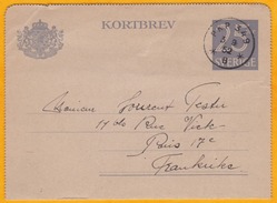 1952 -  Love Letter From Surahammar, Sweden To Paris, France  On Stationery Post Card - Obl PKP349  Love Letter - Covers & Documents