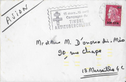 REUNION - 1970 - OBLITERATION MECANIQUE - ENVELOPPE Par AVION De ST DENIS => MARSEILLE - TIMBRE ANTITUBERCULEUX - Briefe U. Dokumente