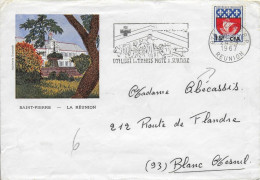 REUNION - 1967 - OBLITERATION MECANIQUE - ENVELOPPE Par AVION De ST DENIS => BLANC MESNIL - CROIX-ROUGE - Storia Postale