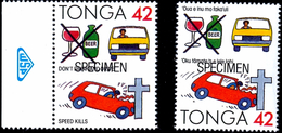ROAD SAFETY-DON'T DRINK AND DRIVE-2 DIFF-SPECIMEN-TONGA-MNH-H1-310 - Sonstige (Land)